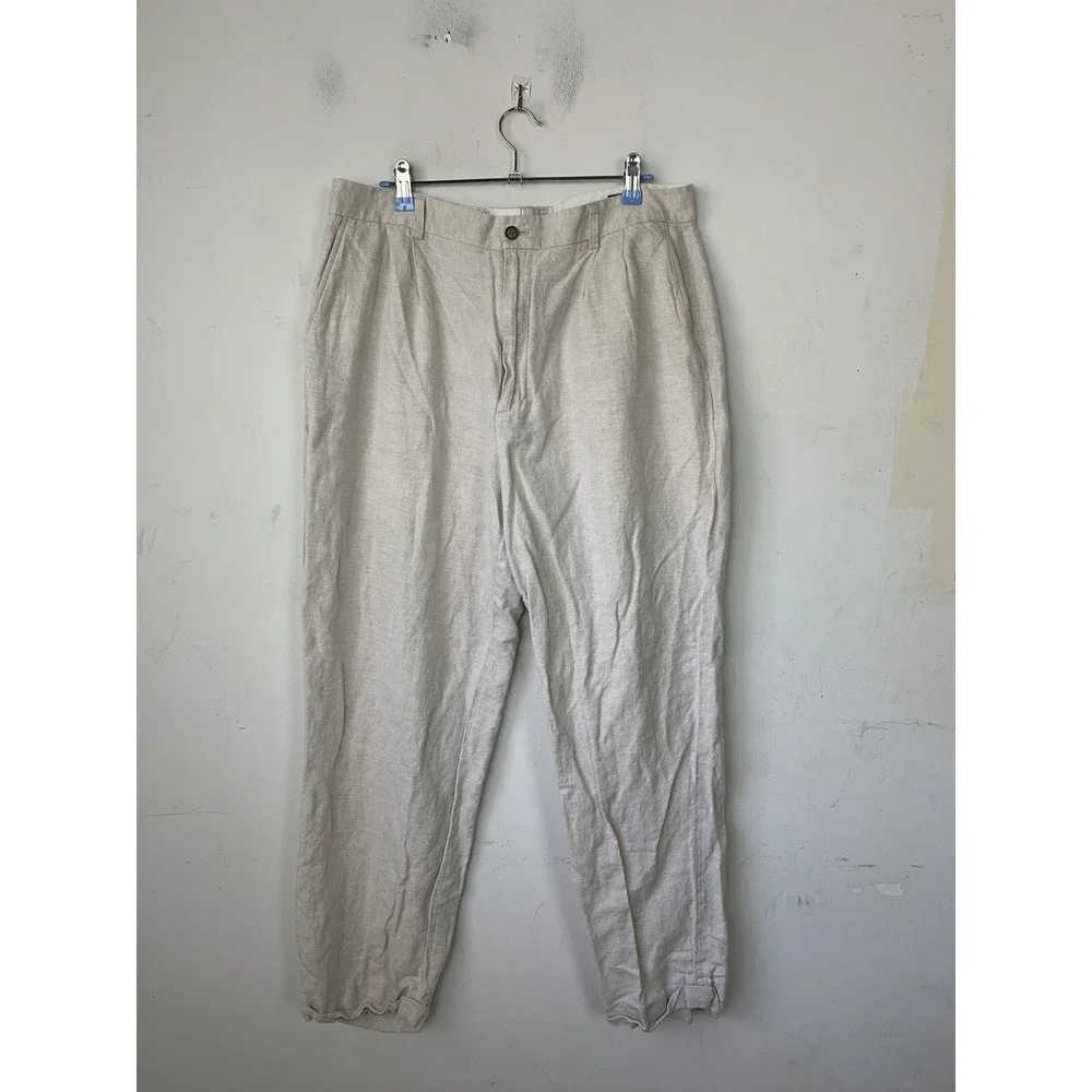 Claiborne Mens Pants‎ 36x32 Linen Beachy Summer Preppy Old Money Wedding Beige